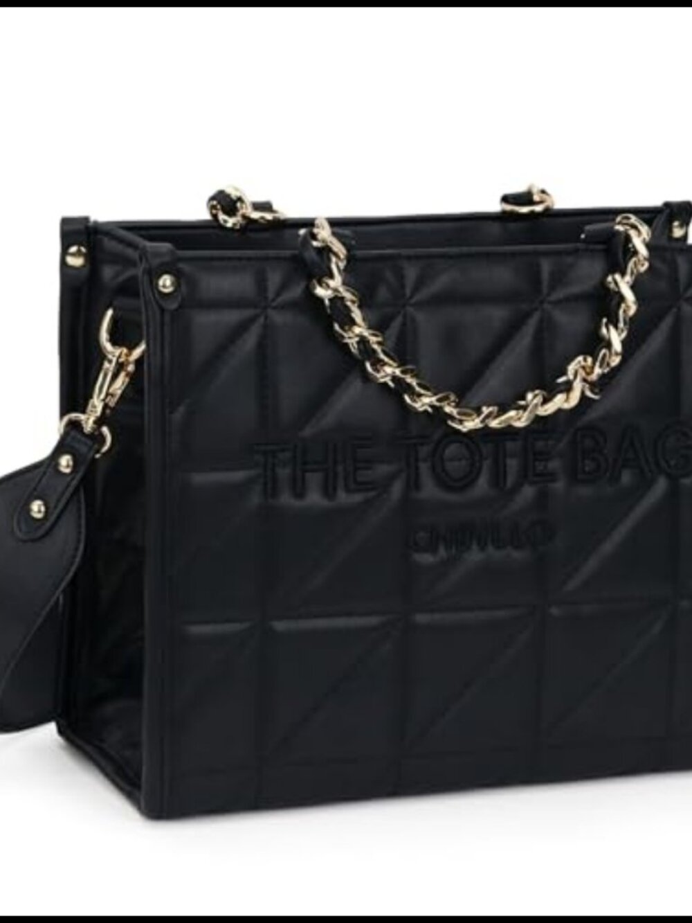 Women's Quilted Tote Bag Top Handle Satchel with Detachable Shoulder Strap